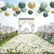 Paper Lanterns Party Decorations, Hanging Round Chinese Lanterns for Graduation Baby Shower Sage Green Birthday Decorations Pack of 20 Sage Green Gold